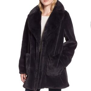 Rachel Roy Faux Fur Fuzzy Jacket Coat